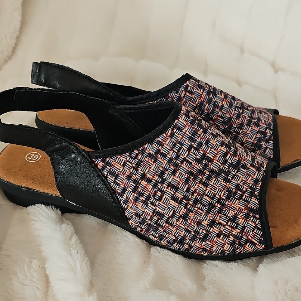 bernie mev. Multicolor Woven Slingback Sandals